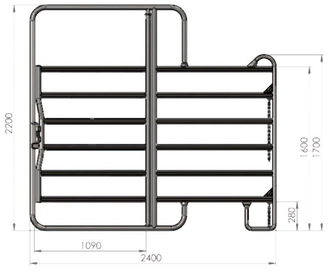 Kerbl Panel Zaunelement 2,4 m mit Tor (inkl. Kettenverschluss), 442594