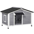 PawHut Hundehütte, Tannenholz, Hundehaus mit Asphaltdach, Outdoor, Wetterfeste, D02-143V01GY